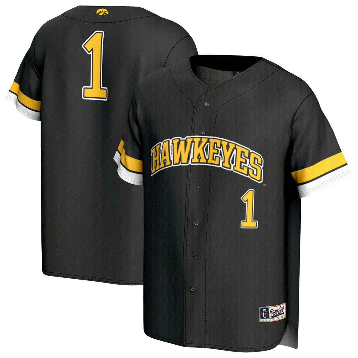 #1 Iowa Hawkeyes GameDay Greats Adult Lightweight Collegiate Baseball Fashion Jersey - Black