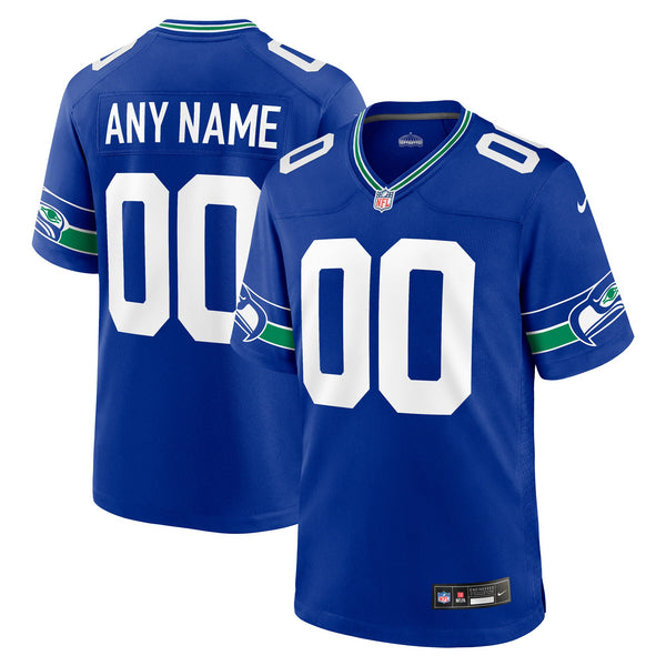 Seattle Seahawks Nike Royal Throwback Custom Jersey