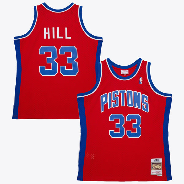Detroit Pistons Mitchell & Ness Grant Hill 1994 Dark Authentic Jersey - Red