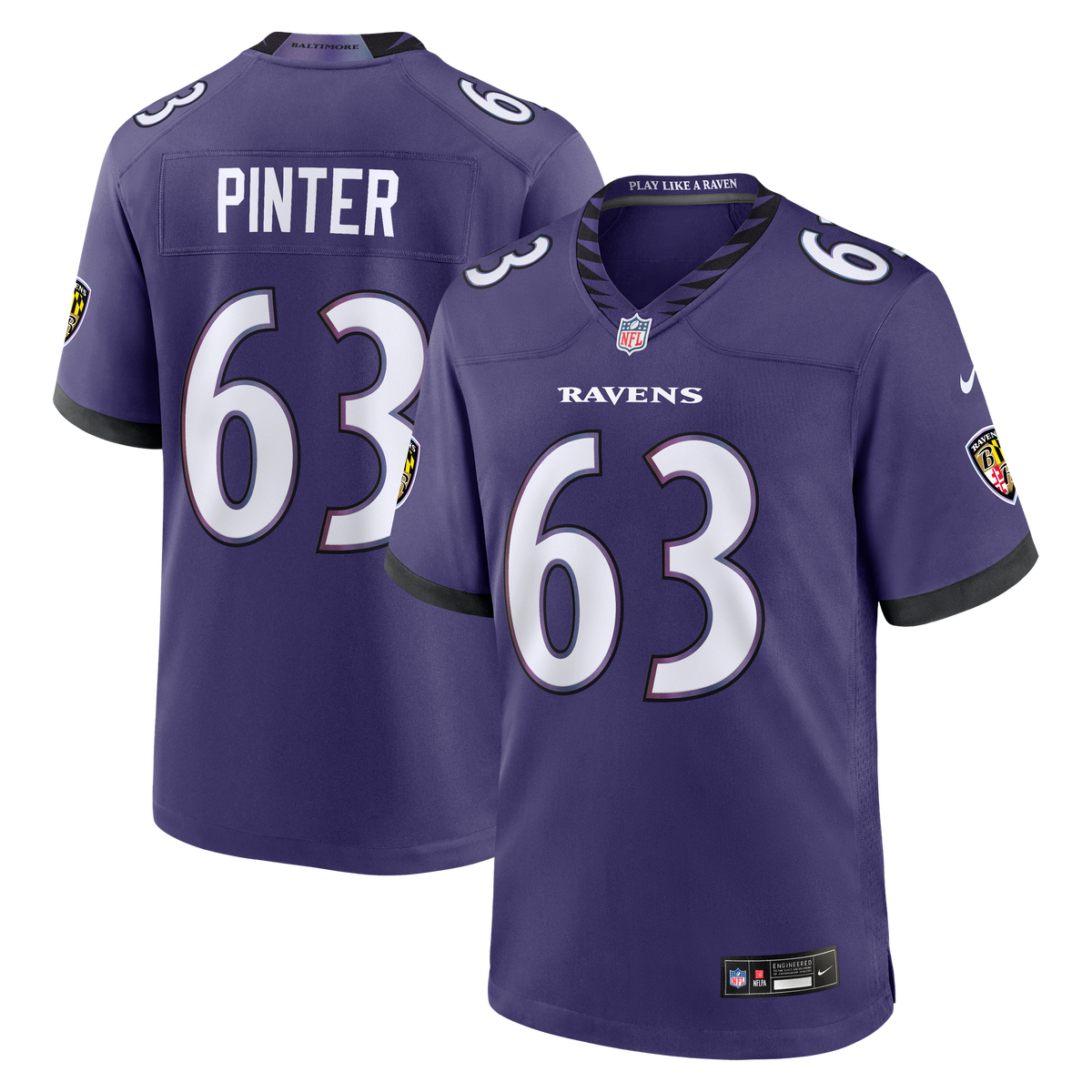 Baltimore Ravens Danny Pinter Nike Purple Team Game Jersey