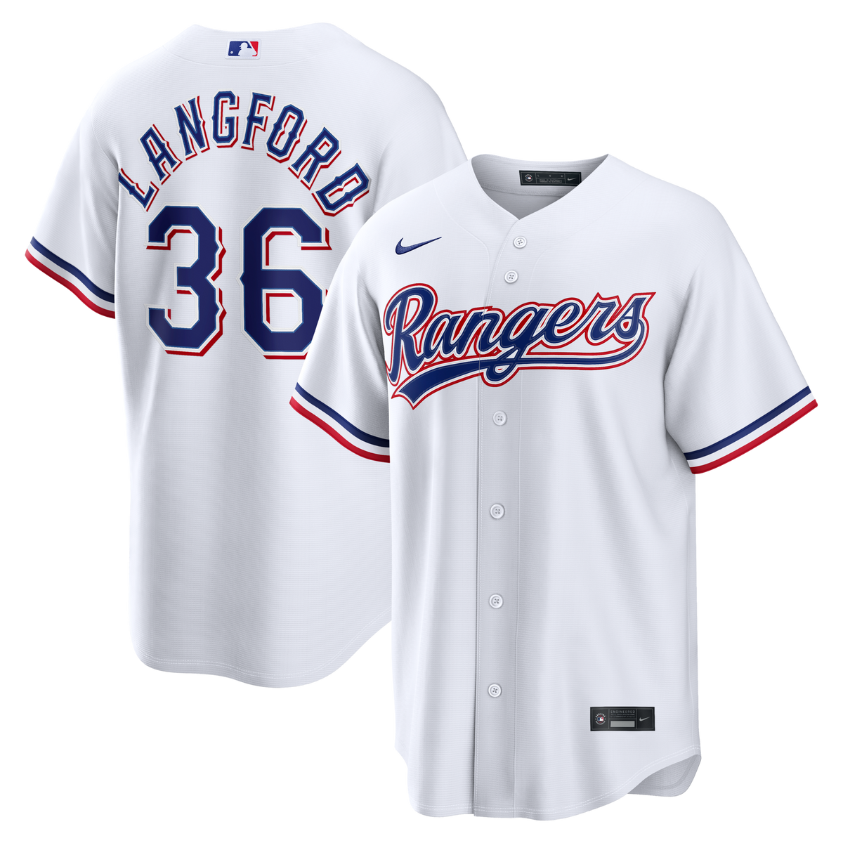 Texas Rangers Wyatt Langford White Home Replica Jersey