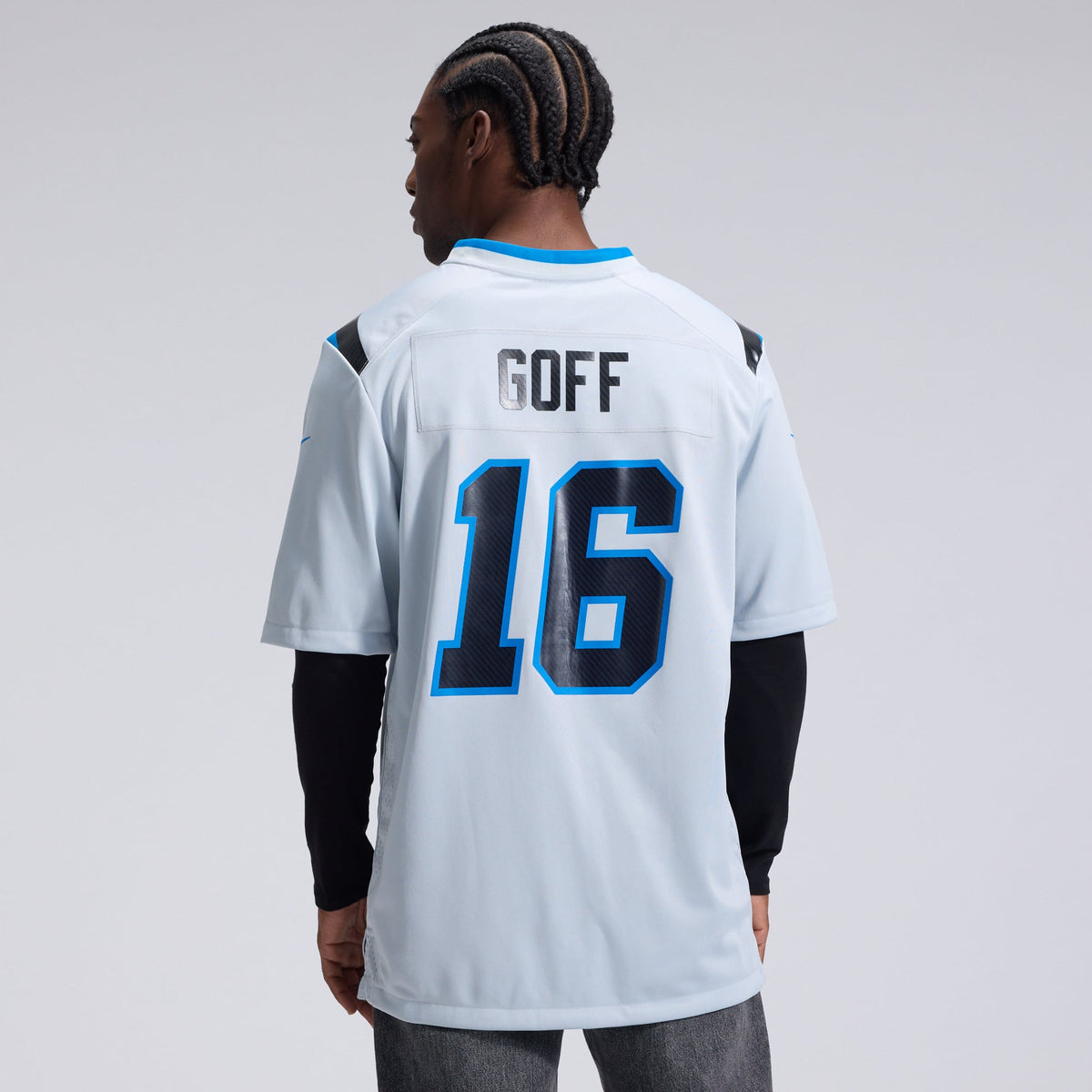 Detroit Lions Jared Goff Nike Silver 2026 Rivalries Collection Game Jersey