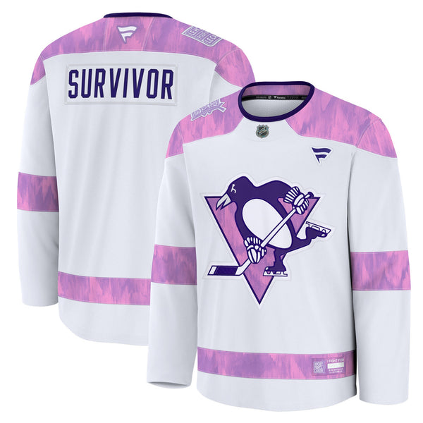 Pittsburgh Penguins Fanatics White Hockey Fights Cancer Survivor Practice Jersey