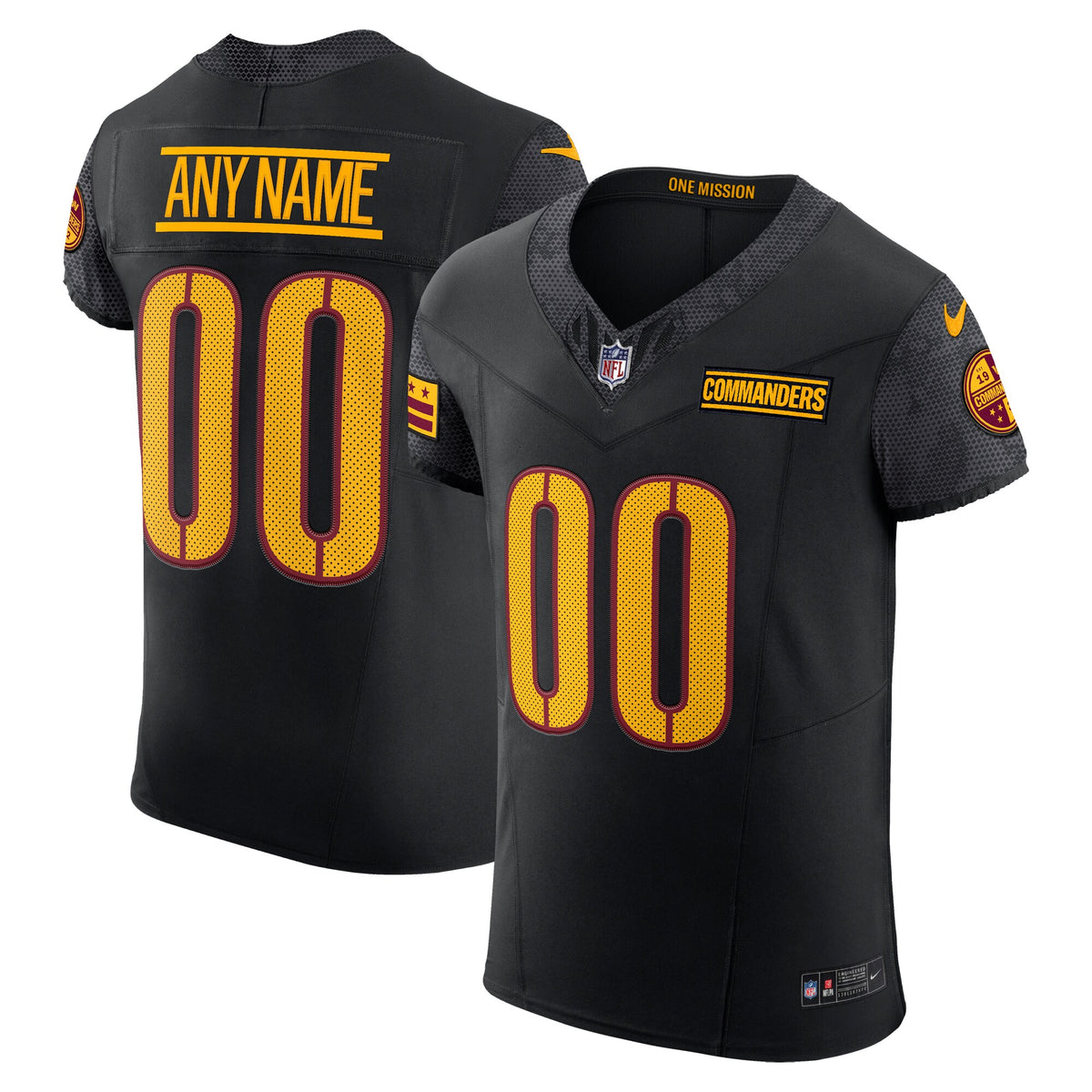 Washington Commanders Black Alternate Vapor F.U.S.E. Elite Custom Jersey