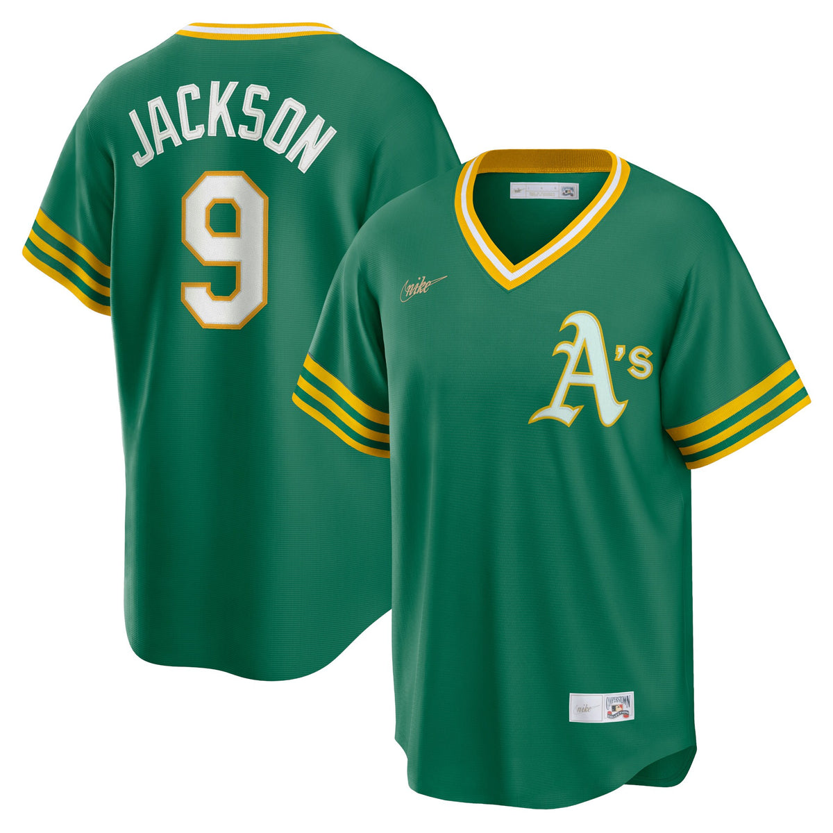 Athletics Reggie Jackson Kelly Green Road Cooperstown Collection Player Jersey