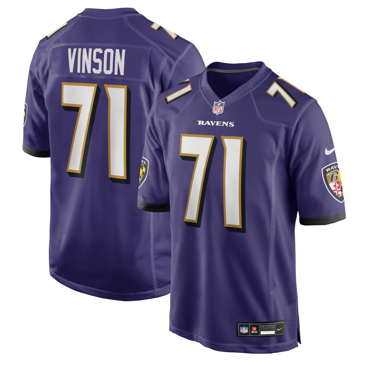 Baltimore Ravens Carson Vinson Purple Team Game Jersey