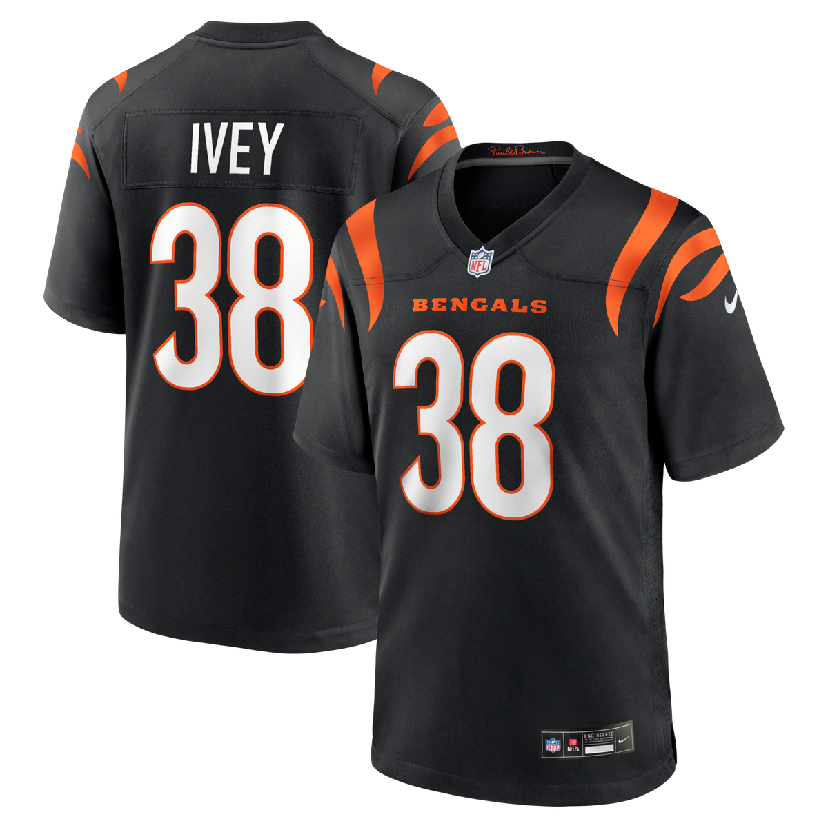 Cincinnati Bengals DJ Ivey Black Team Game Jersey