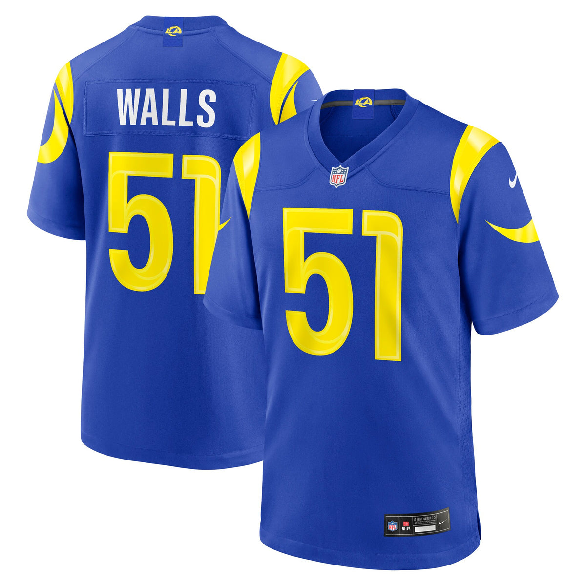 Los Angeles Rams Eddie Walls III Royal Game Jersey