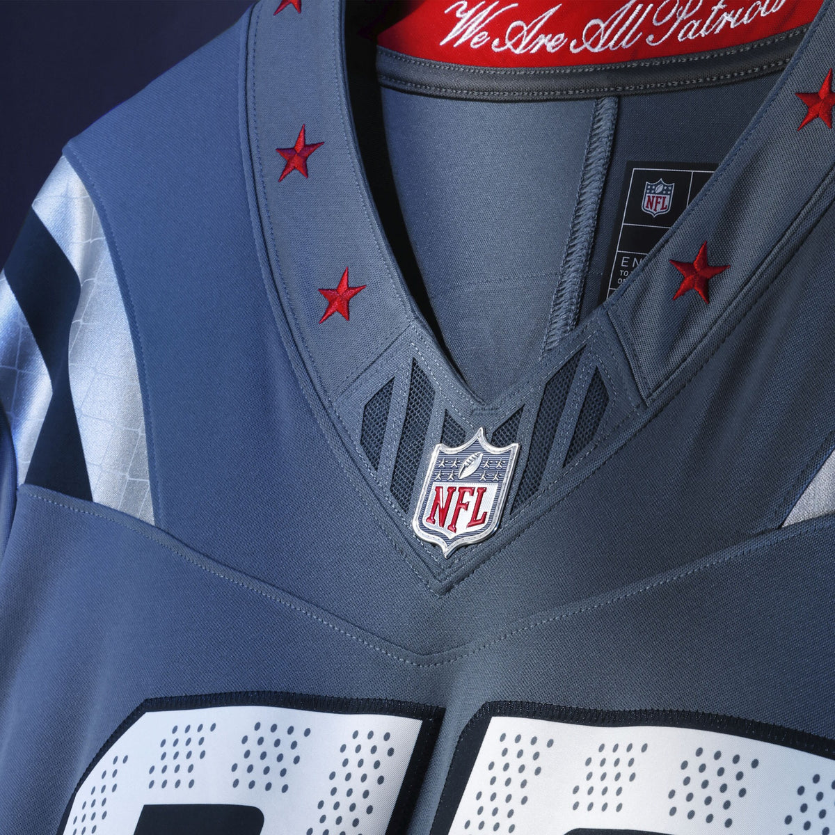 New England Patriots Hunter Henry Storm Blue 2025 Rivalries Collection Stitched Limited Jersey