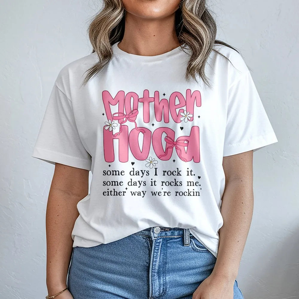 Funny Mom T-Shirt | Retro Coquette Bow Graphic | Soft Cotton Tee | Sarcastic Mama Mother's Day Gift