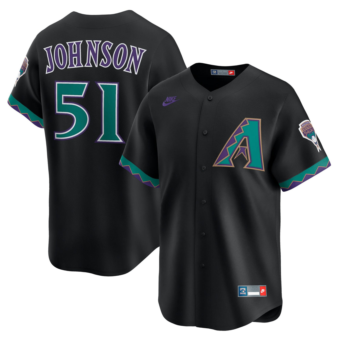 Arizona Diamondbacks Randy Johnson Nike Black Throwback Cooperstown Collection Limited Jersey