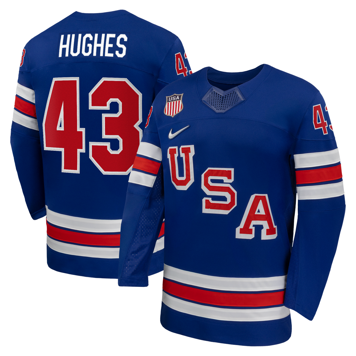 Quinn Hughes Royal US Hockey 2026 Home Replica Jersey