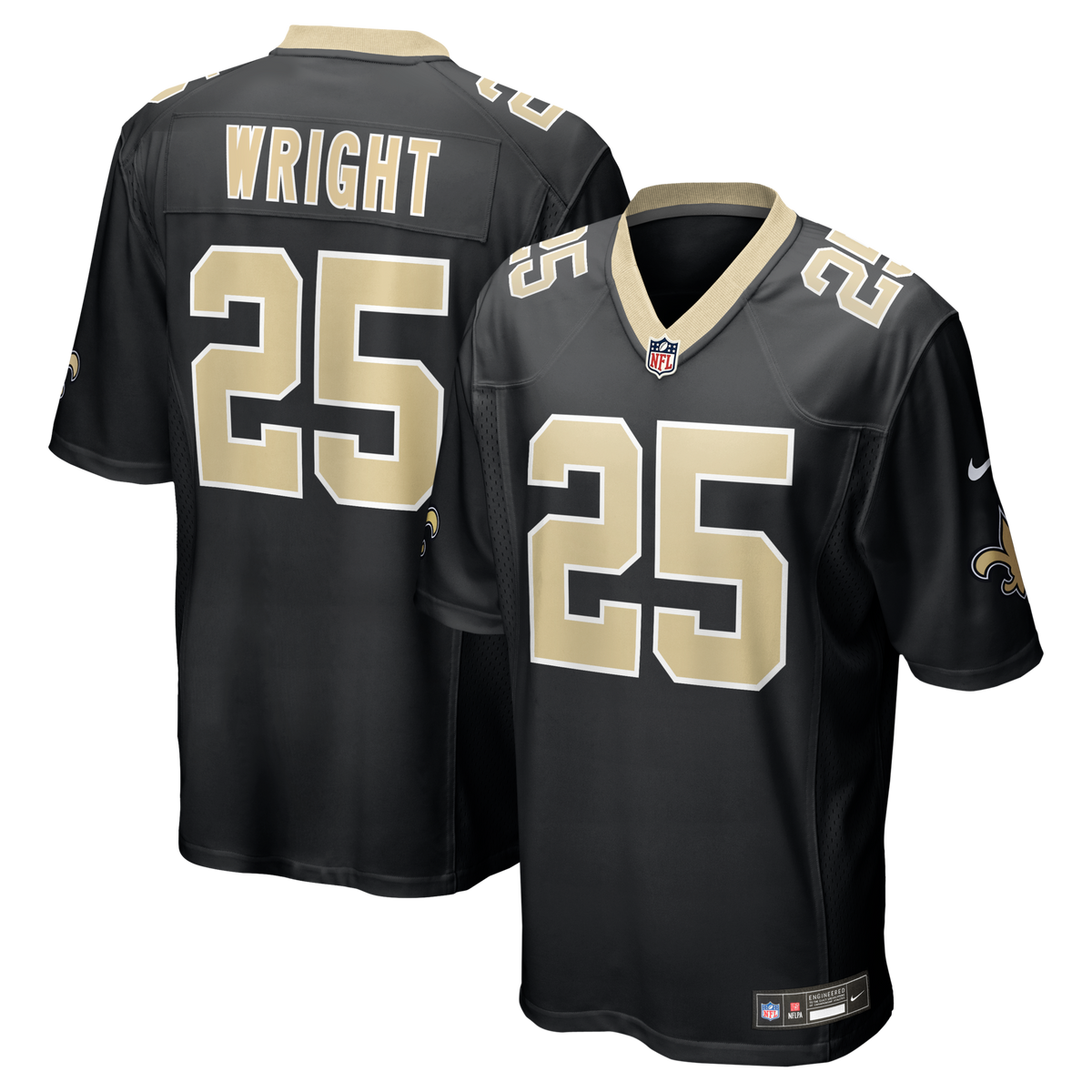 New Orleans Saints Rejzohn Wright Black Team Game Jersey