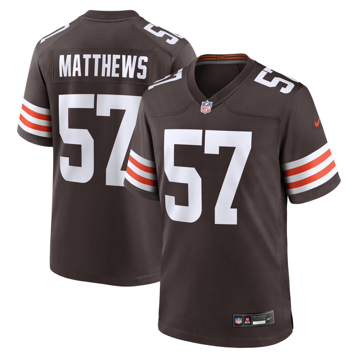 Cleveland Browns Clay Matthews Brown Game Retired Player Jersey