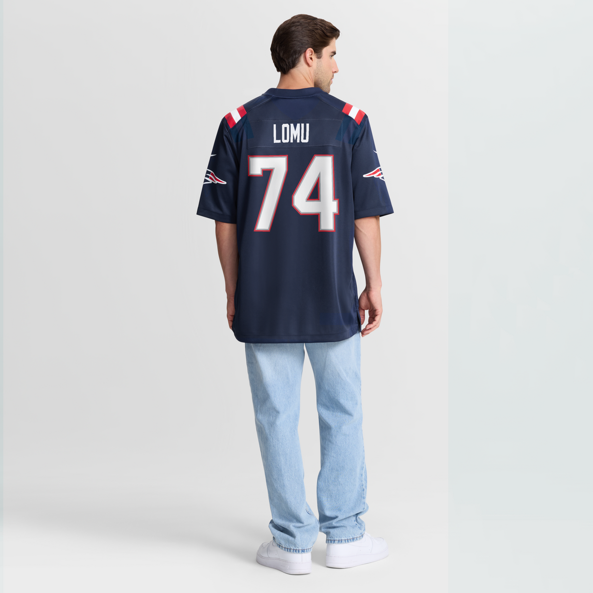New England Patriots Caleb Lomu Navy 2026 NFL Draft First Round Pick No. 28 Team Game Jersey