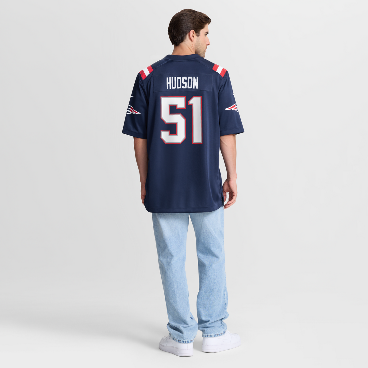 New England Patriots James Hudson Navy Team Game Jersey