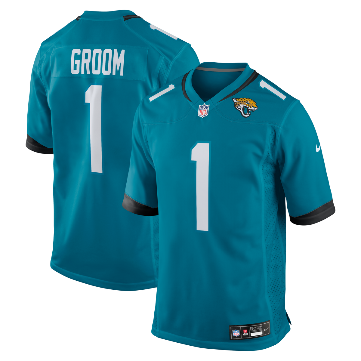 Jacksonville Jaguars Number 1 Groom Teal Game Jersey