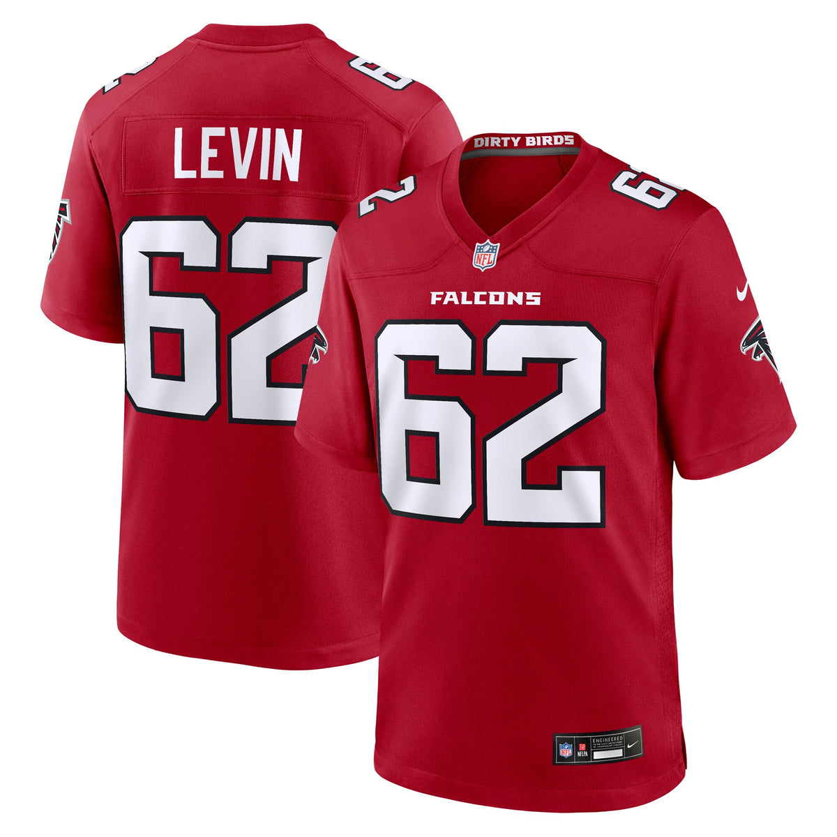 Atlanta Falcons Corey Levin Red Team Game Jersey