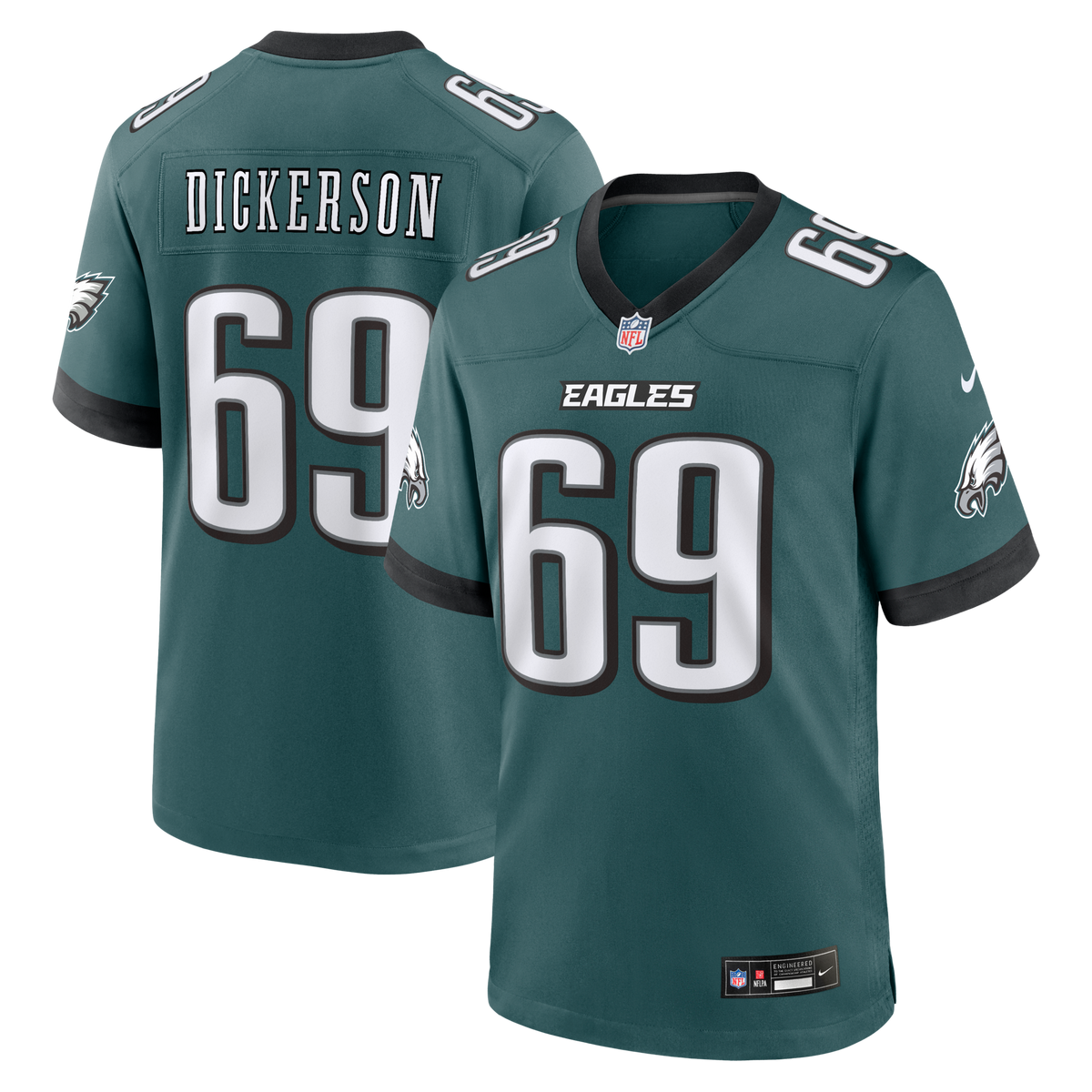 Philadelphia Eagles Landon Dickerson Midnight Green Team Game Jersey