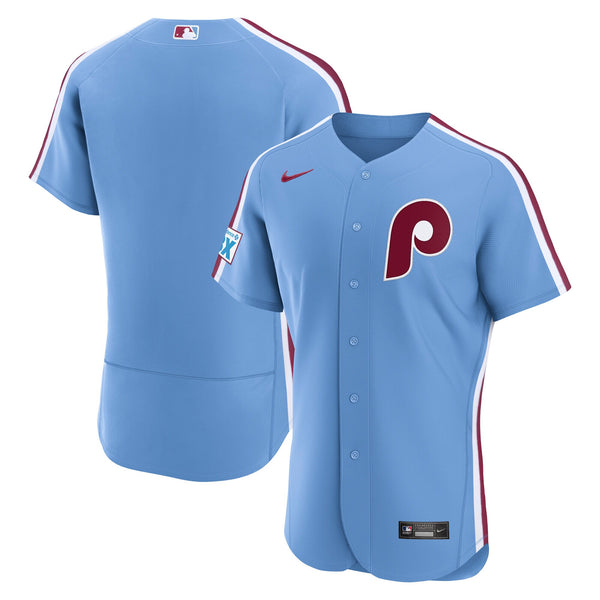 Philadelphia Phillies Nike Light Blue Alternate Sponsor Patch Authentic Jersey