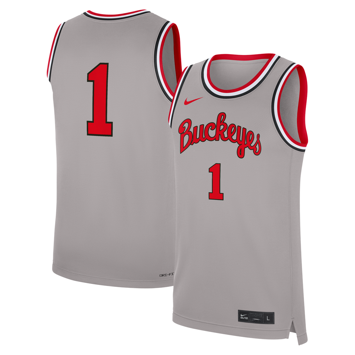 #1 Ohio State Buckeyes Alternate Replica Basketball Jersey - Gray