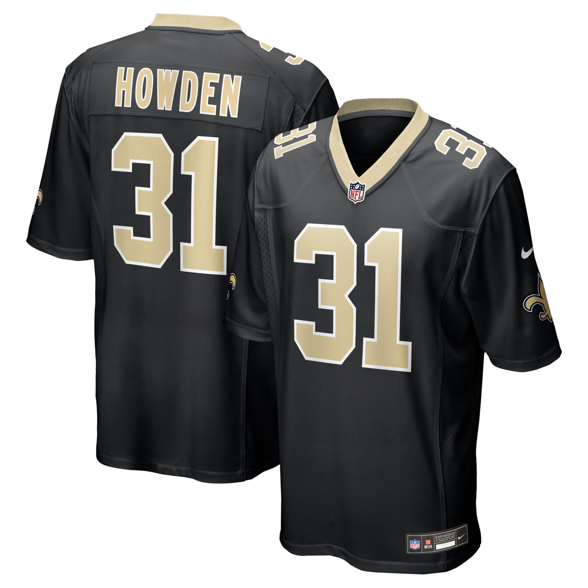 New Orleans Saints Jordan Howden Black Team Game Jersey