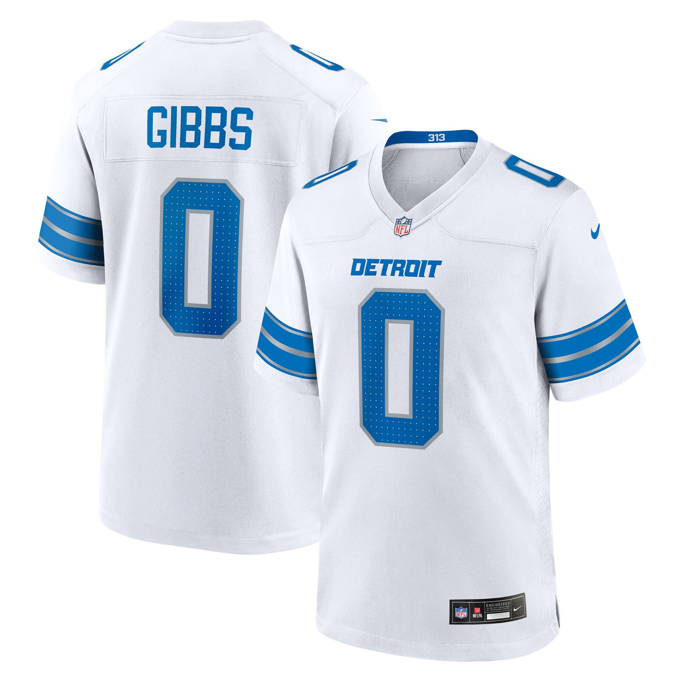 Detroit Lions Jahmyr Gibbs Nike White Game Player Jersey