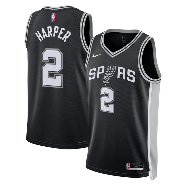 San Antonio Spurs Nike Icon Edition Swingman Jersey NBA 2025 First Round Draft Pick - Black - Dylan Harper