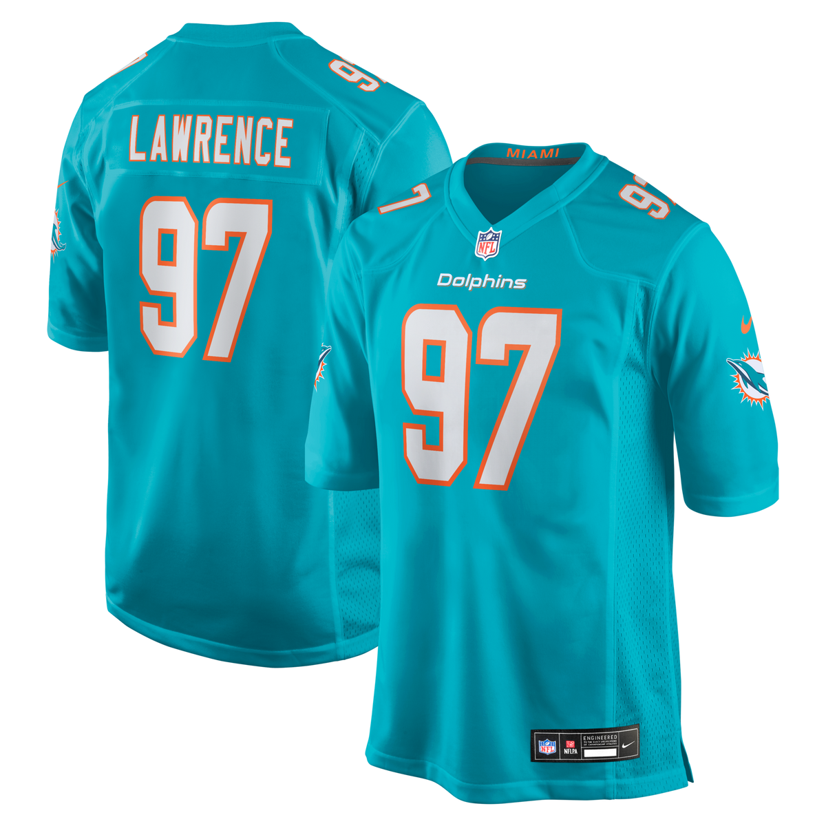 Miami Dolphins Rashard Lawrence Aqua Team Game Jersey