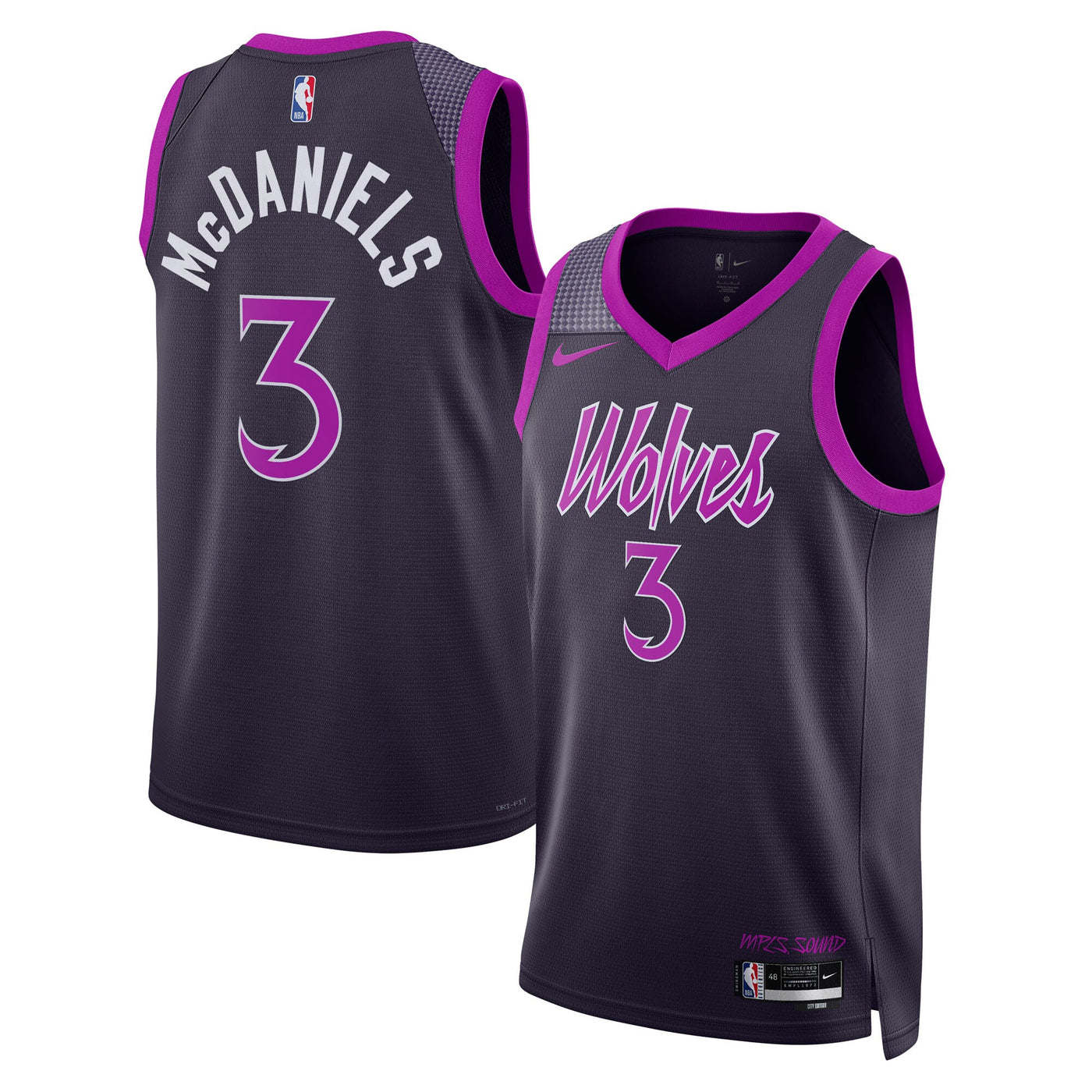 Minnesota Timberwolves Nike 2025/26 City Edition Swingman Jersey - Black - Jaden McDaniels