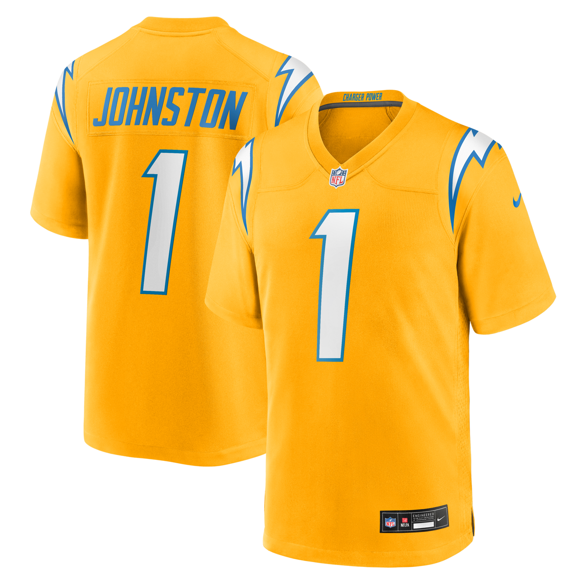 Los Angeles Chargers Quentin Johnston Gold Alternate Charger Power Game Player Jersey