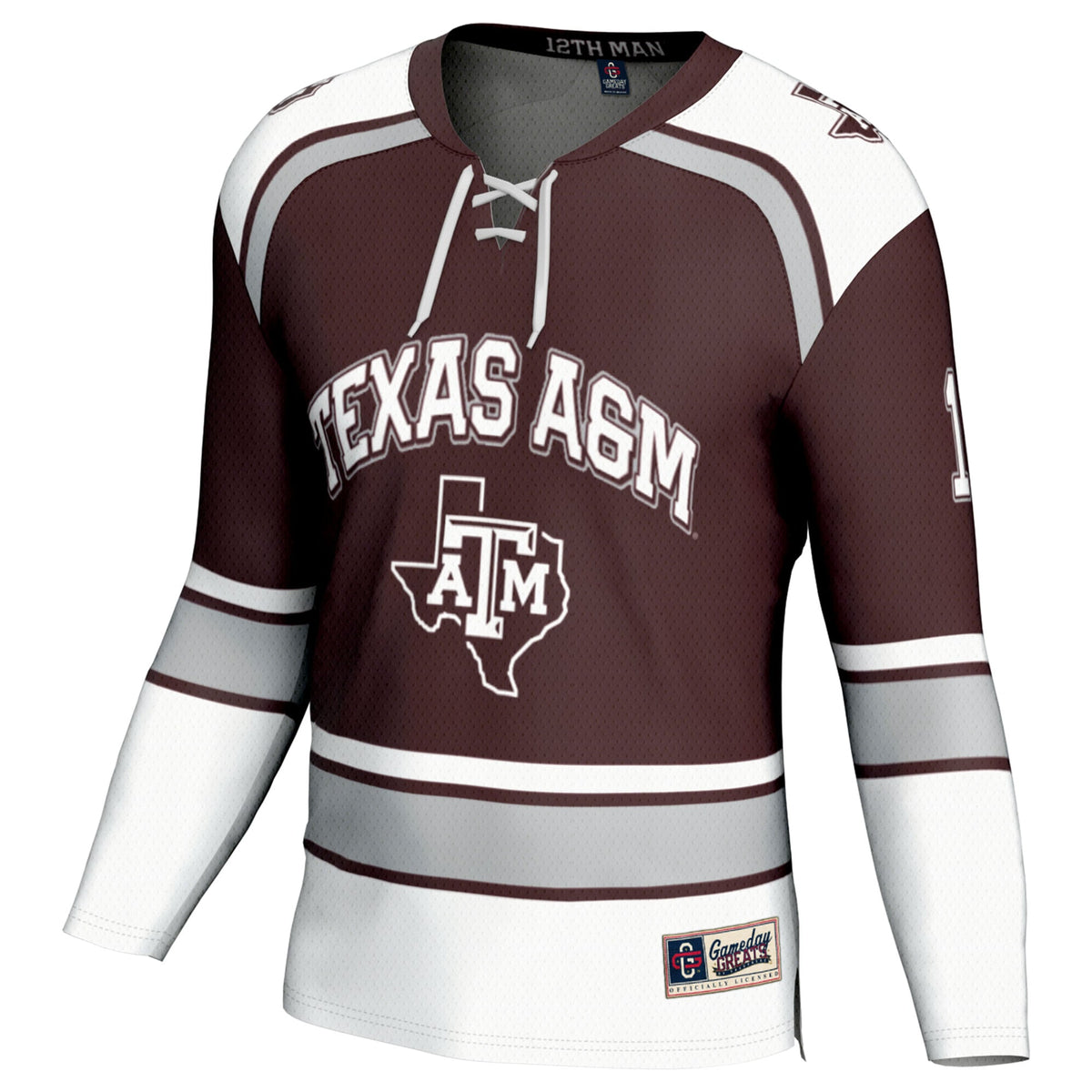 #12 Texas A&M Aggies GameDay Greats Hockey Fashion Jersey – Maroon