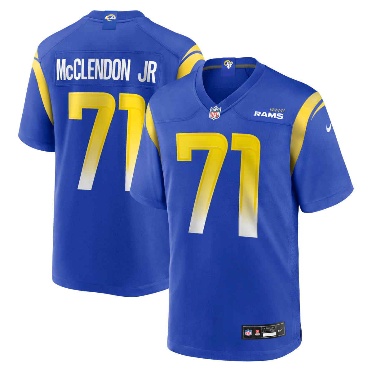 Los Angeles Rams Warren McClendon Jr. Royal Team Game Jersey