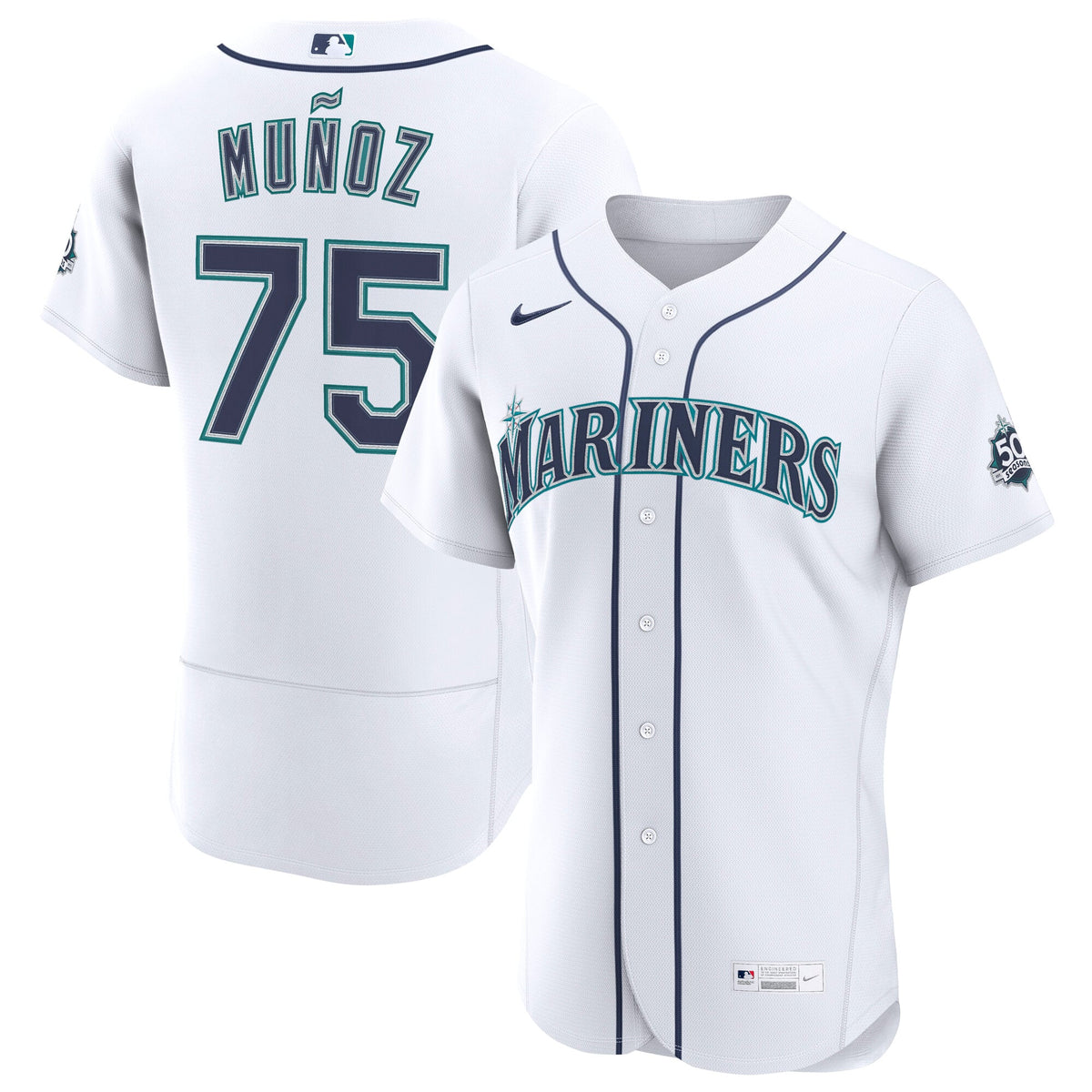 Seattle Mariners Andres Munoz Nike White Home 50th Season Authentic Jersey