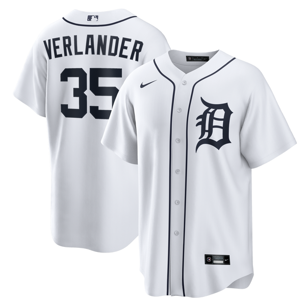 Detroit Tigers Justin Verlander Nike White Home Replica Jersey