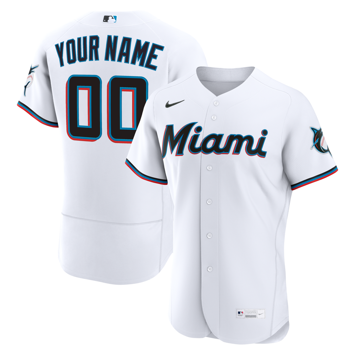 Miami Marlins White Home Authentic Custom Jersey