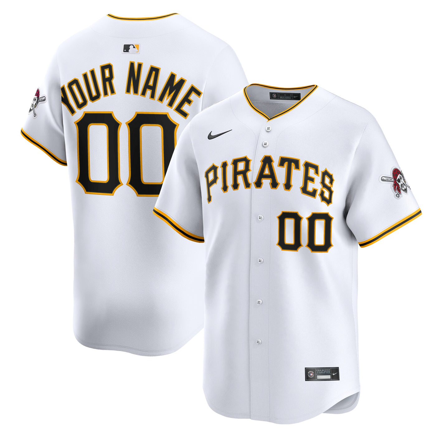 Pittsburgh Pirates Nike White Home Limited Custom Jersey
