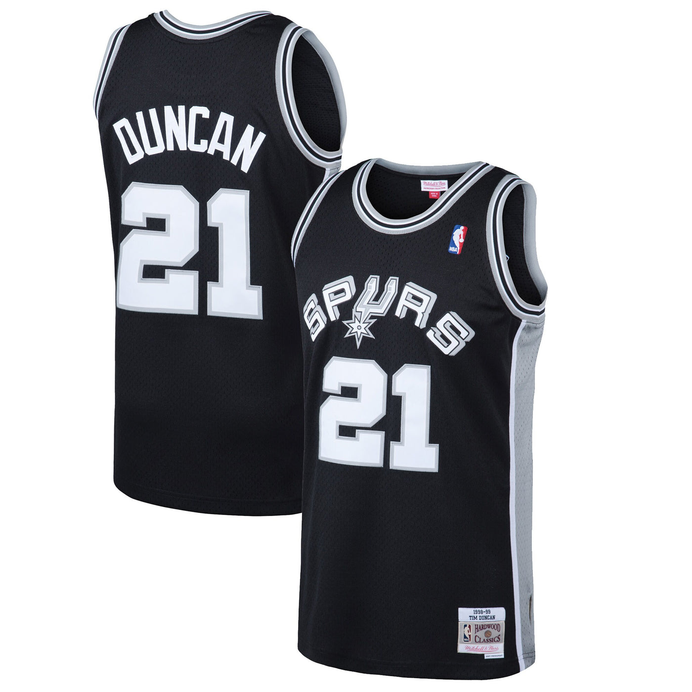 Mitchell & Ness Tim Duncan Black San Antonio Spurs 1998-99 Hardwood Classics Swingman Jersey