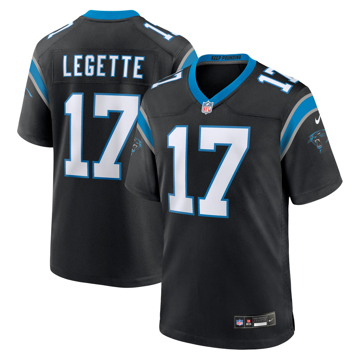 Carolina Panthers Xavier Legette Black Team Game Player Jersey