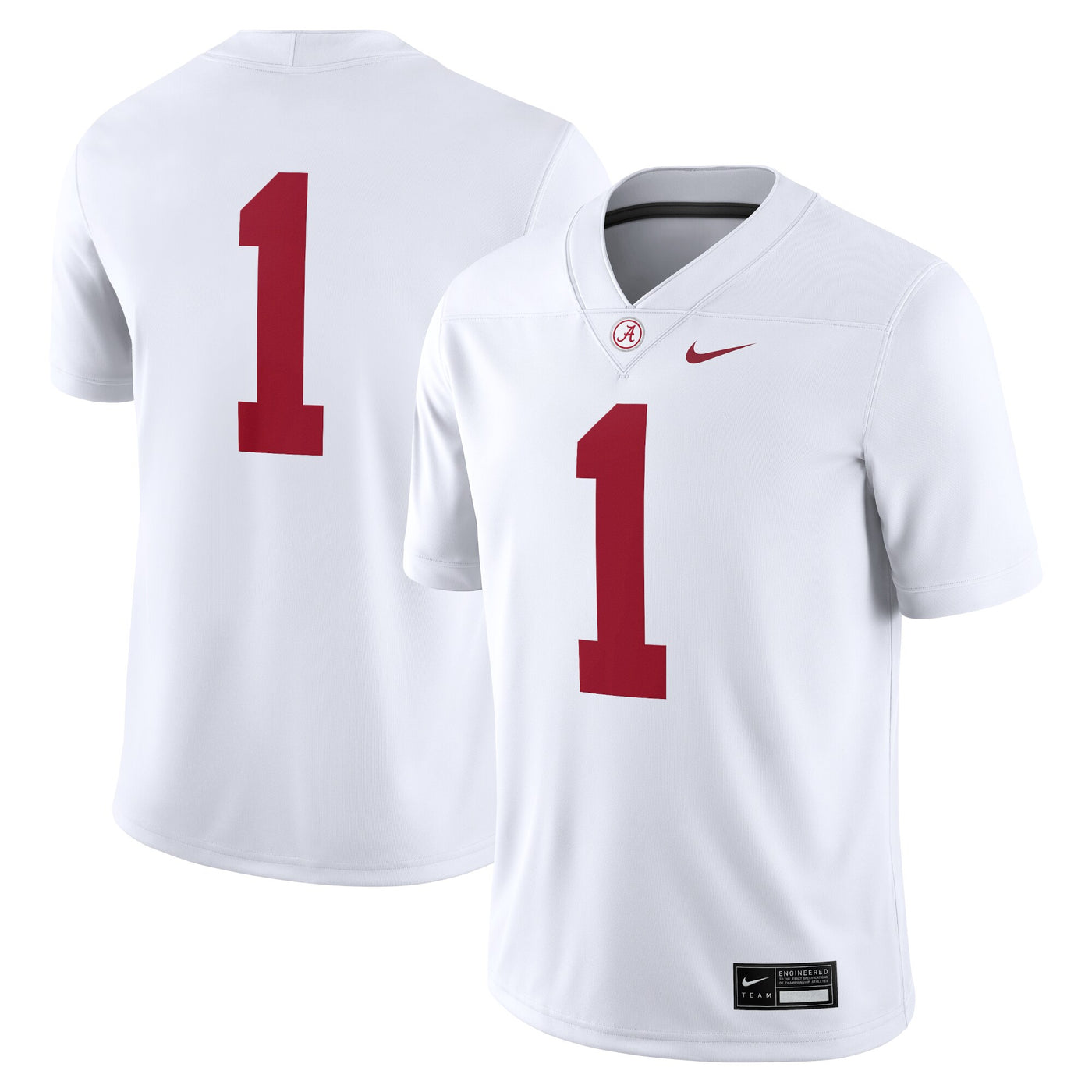 Nike #1 White Alabama Crimson Tide Game Jersey
