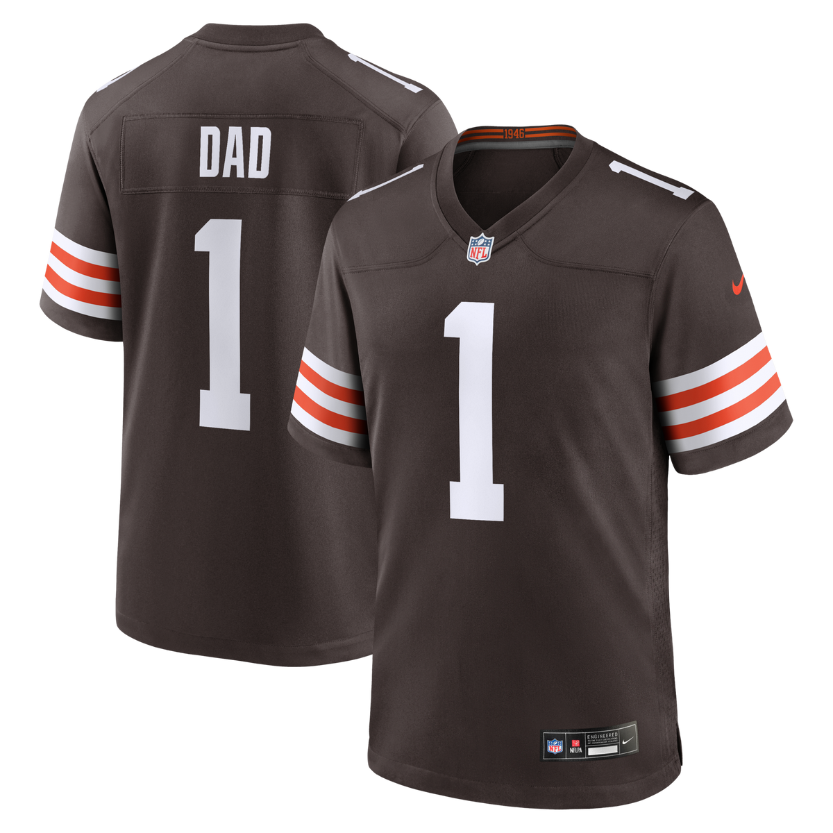 Cleveland Browns Number 1 Dad Brown Game Jersey