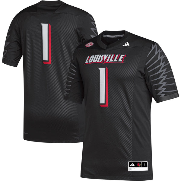 adidas #1 Black Louisville Cardinals Premier Football Jersey