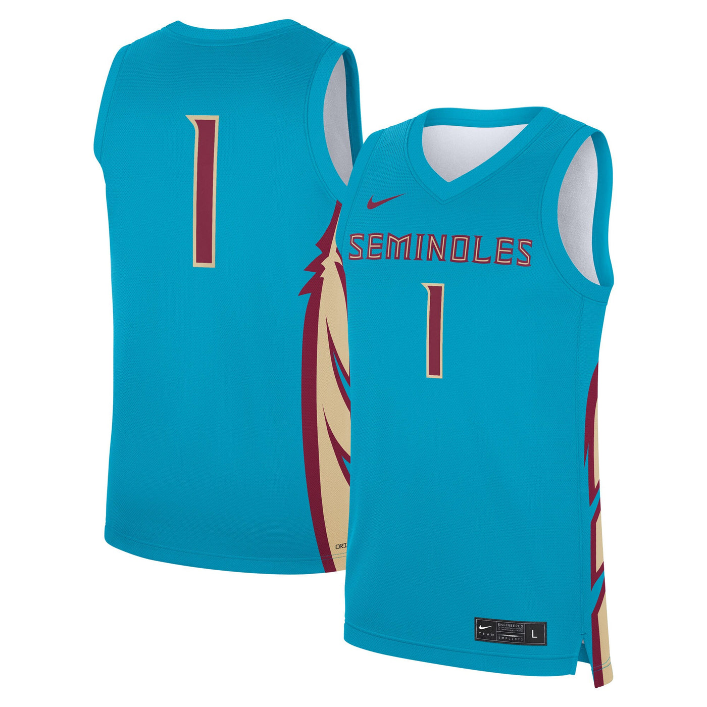Nike #1 Turquoise Florida State Seminoles Alternate Replica Jersey
