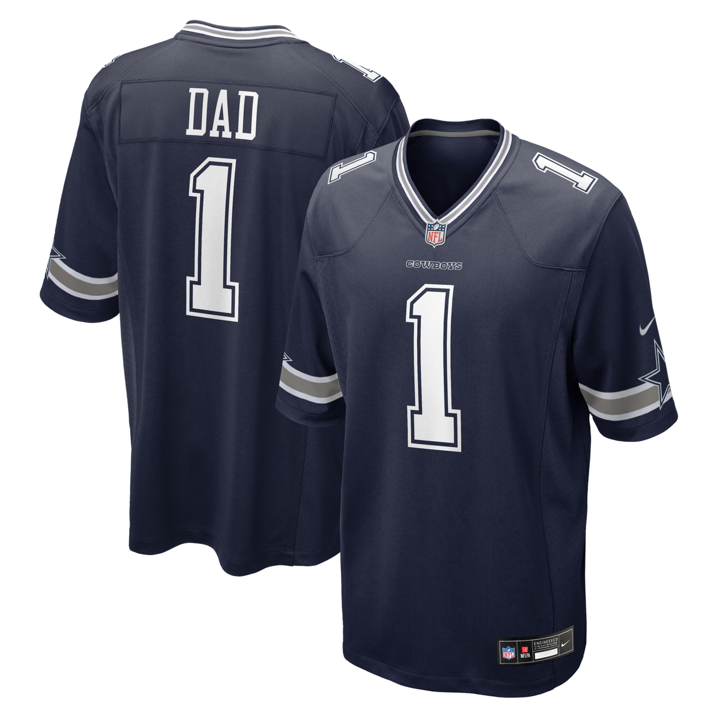 Dallas Cowboys Number 1 Dad Nike Navy Game Jersey
