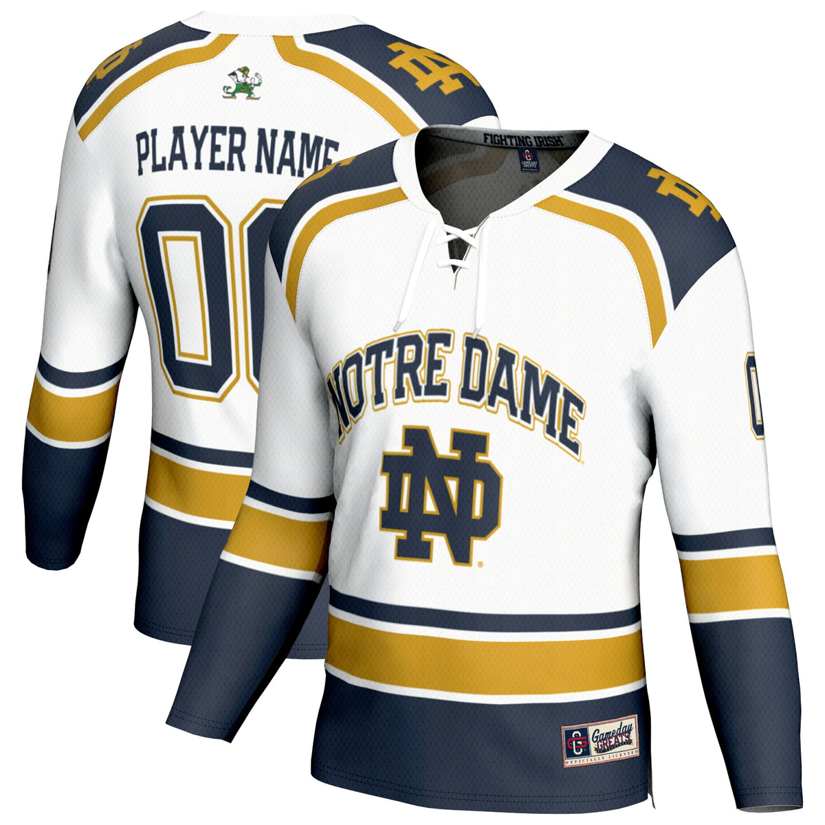 Notre Dame Fighting Irish GameDay Greats Lightweight Hockey NIL Pick-a-Player Fashion Jersey - White