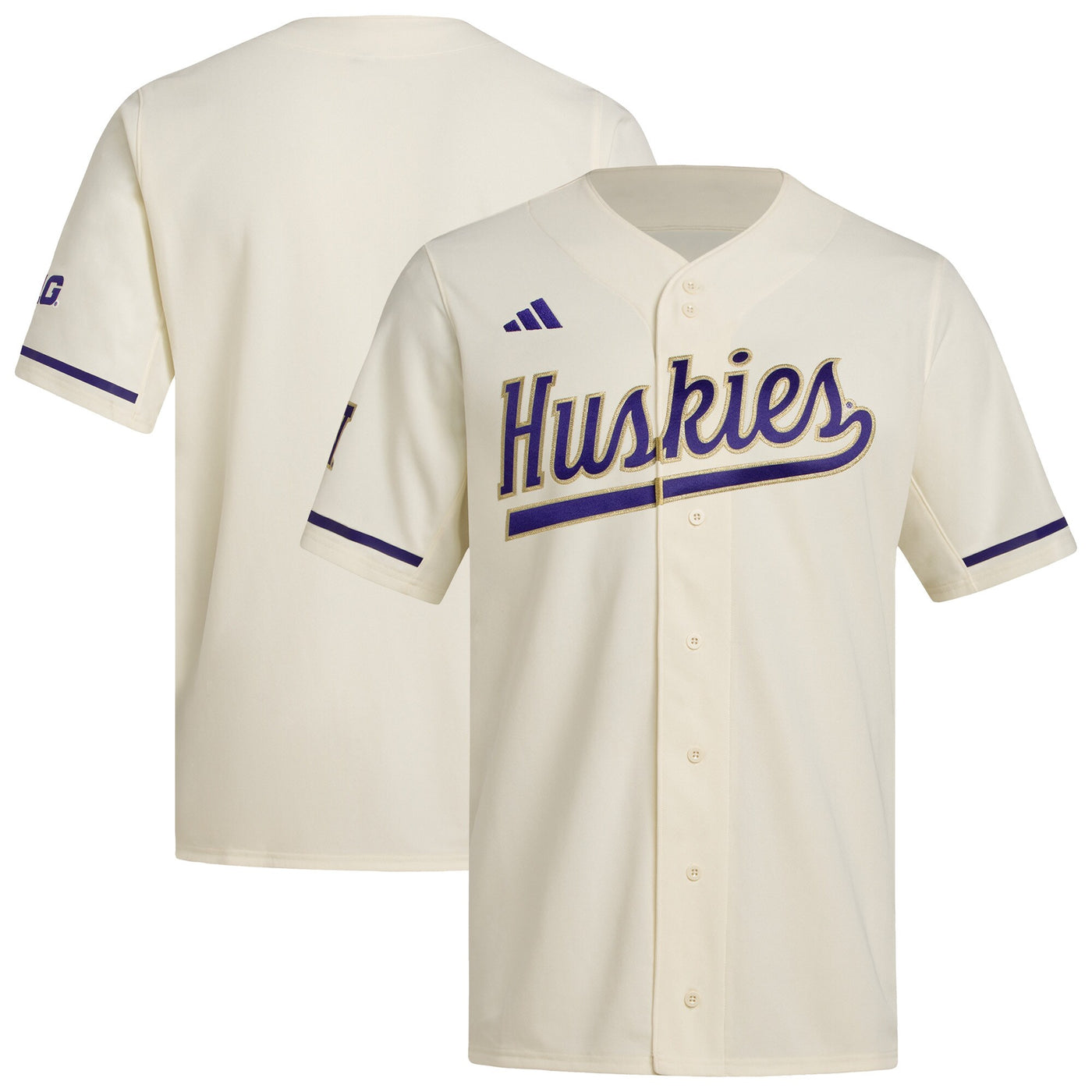 adidas Cream Washington Huskies Replica Baseball Jersey