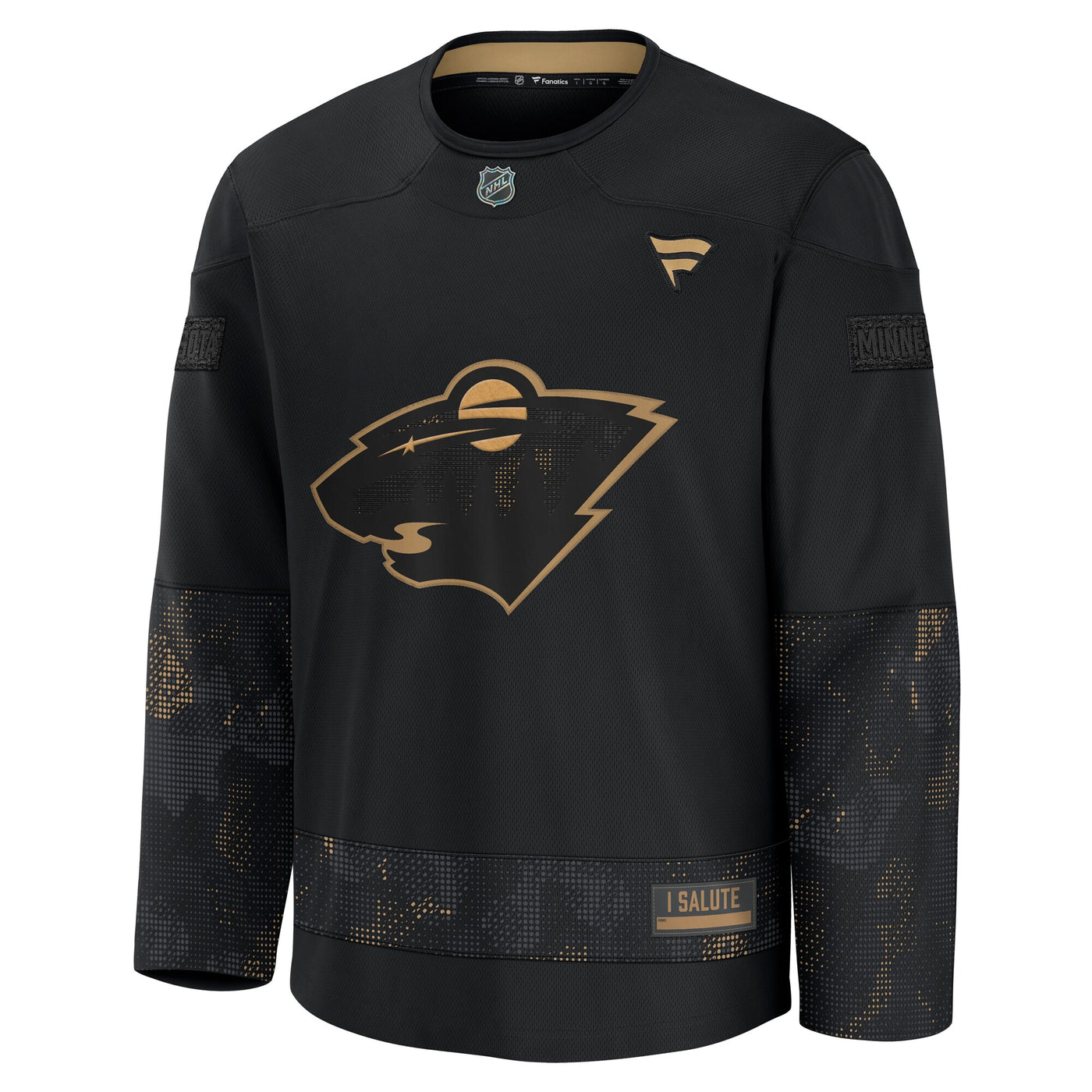 Minnesota Wild Fanatics Black 2024 Military Appreciation Practice Jersey