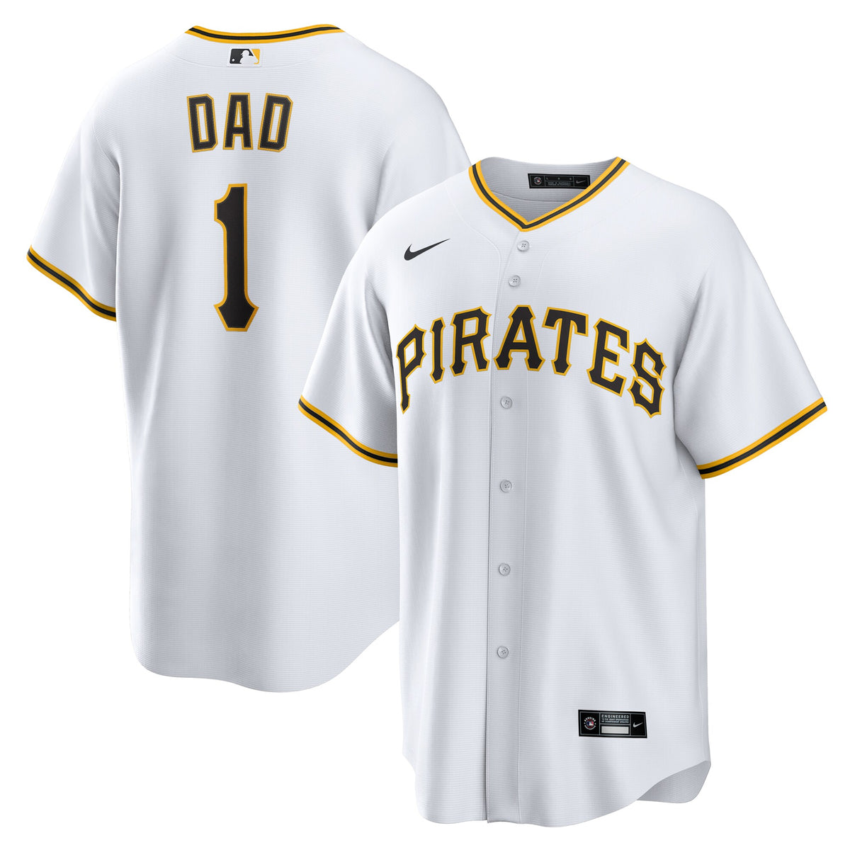 Pittsburgh Pirates White #1 Dad Home Replica Jersey
