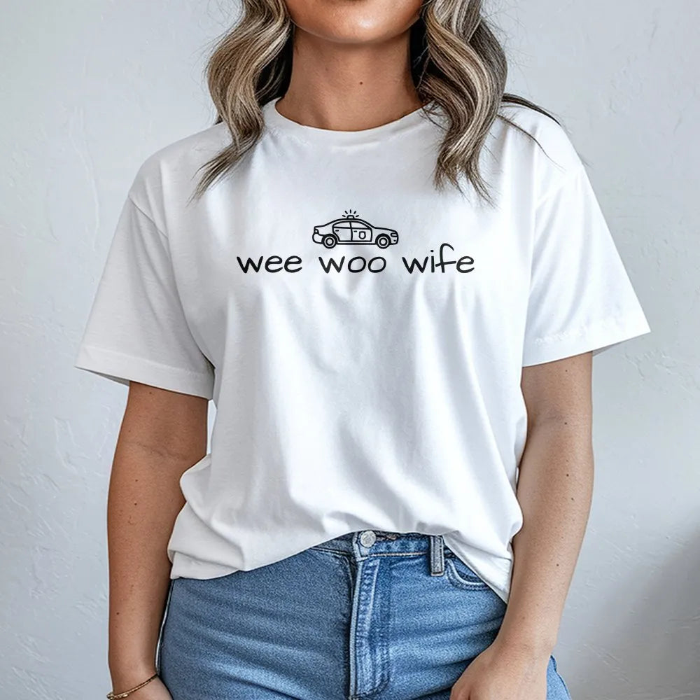 Funny Police Wife Sweatshirt | Wee Woo Wife Graphic | Cozy Cotton Blend | Law Enforcement Cop Wife Gift