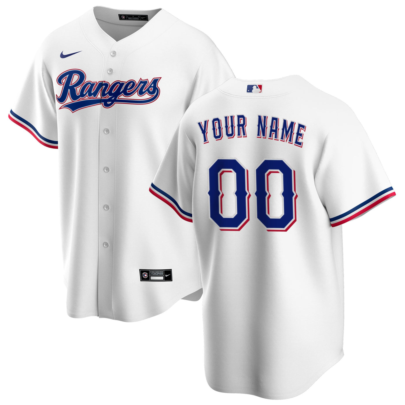 Texas Rangers Nike White Home Replica Custom Jersey